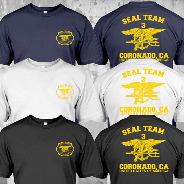 New Devgru Team Seal Three 3 Coronado California Special Forces T-shirt