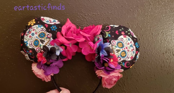 Colorful Skull Ears Headband with Pink Roses Amazon.com: Needzo Day of The Dead Costume Headband For  main image 4
