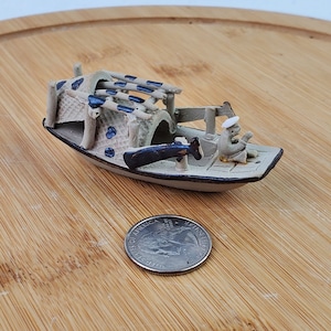 Bonsai Figurines 3&quot; Mudmen Boat Figurine, Bonsai Decorations & Accessories, Zen Garden