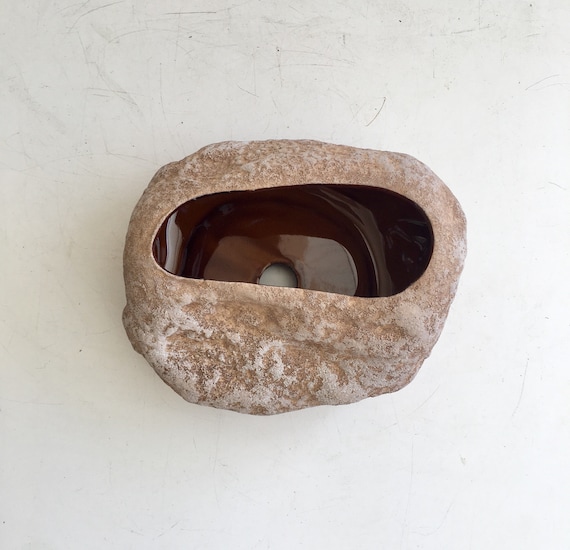 Rock Ceramic Bonsai Planter: Succulent Fairy Garden Dish (6.5")