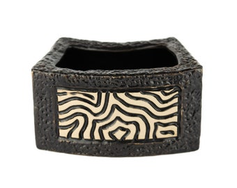 Black Planter with Mosaic design, pottery for succulent air plant and small foliage or as a pen holder Great holiday gift