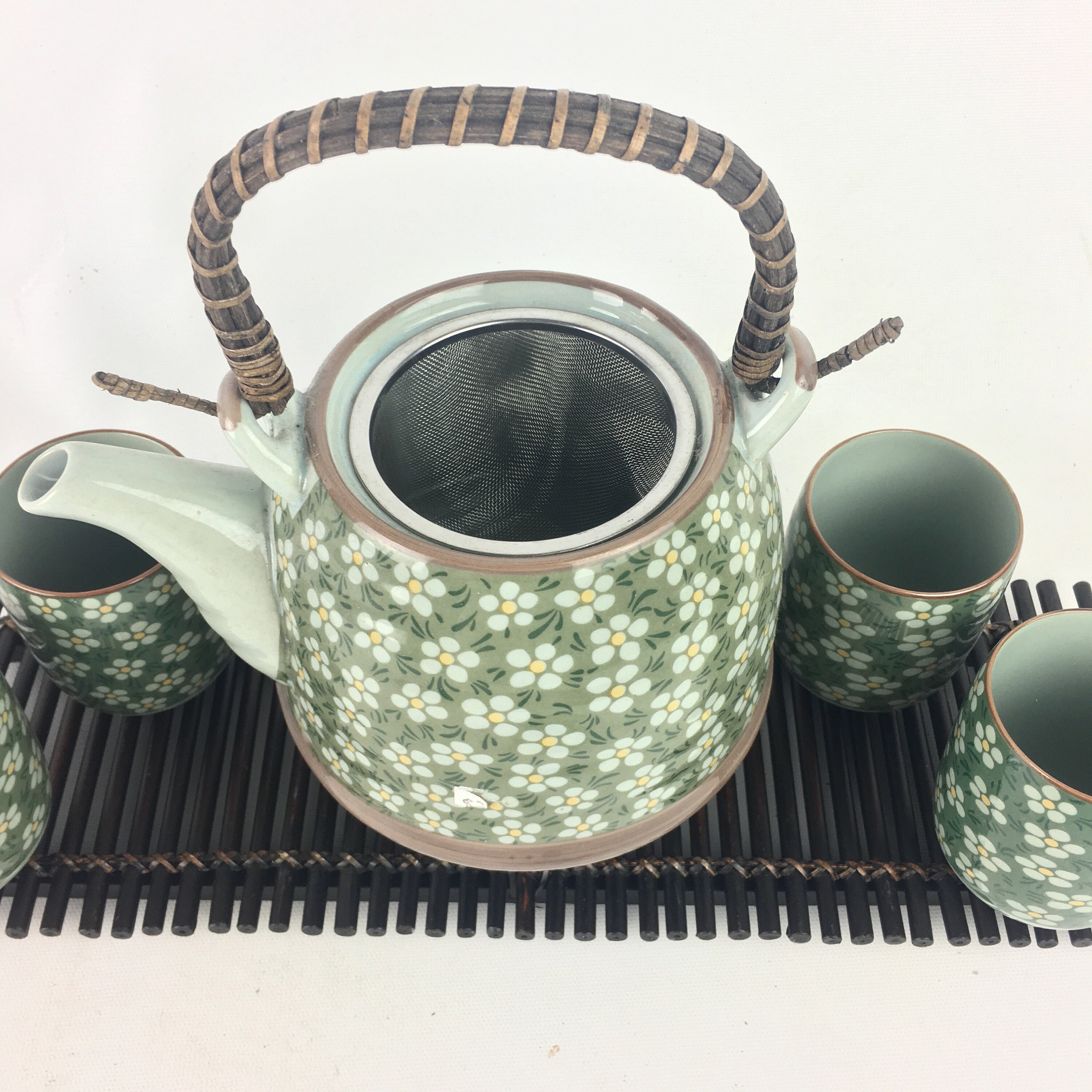 Beautiful Tea Set daisy flower painting Tea pot & 4 Tea Cups Etsy