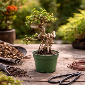 Imported Chinese Elm Bonsai Tree, 4" Pot, Informal Upright Style