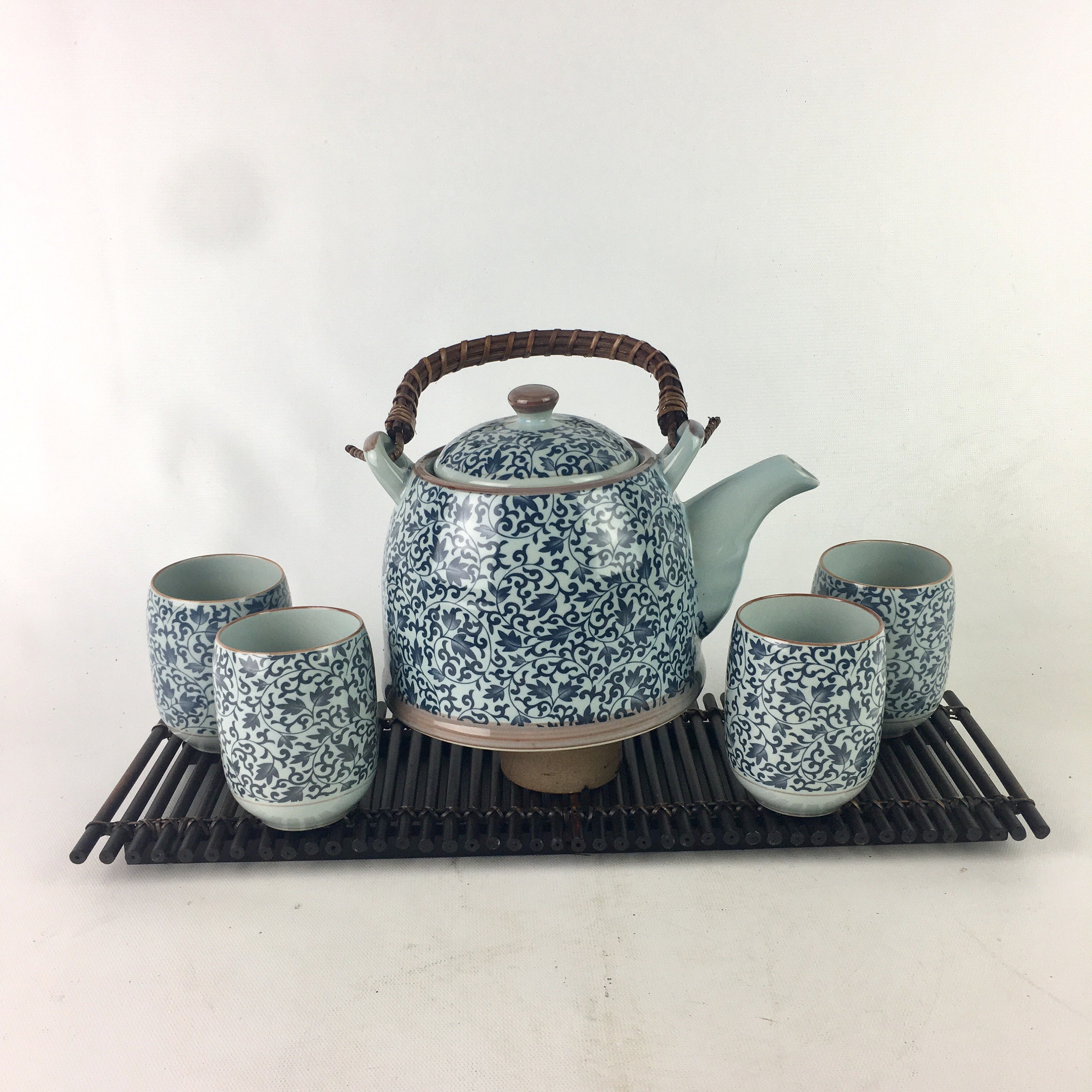 Beautiful tea set classic blue flower painting Tea pot & 4 tea Etsy