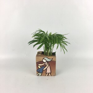 Handmade Planter with Potted House Plants - Coffee Parlor Palm Polka Dot Lucky Bamboo and Fern - Unique Gift for Plant Lovers