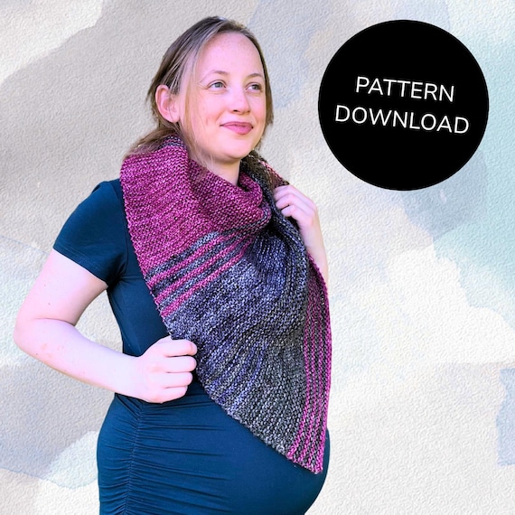 Simple Shawl Knitting Pattern Beginner Friendly Knit Shawl Easy to Knit  Triangle Shawl Garter Stitch Shawl Cozy Shawl