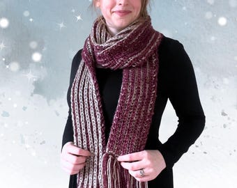 Brioche Scarf Knitting Pattern for Any Yarn Weight - Intermediate Level - Pattern PDF