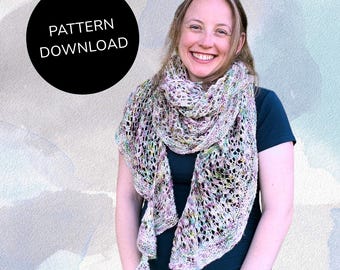 Simple Lace Shawl Knitting Pattern / Easy Lace Shawl / Crescent Shape Shawl / Hope Shawl / Fingering Weight Shawl Knitting Pattern