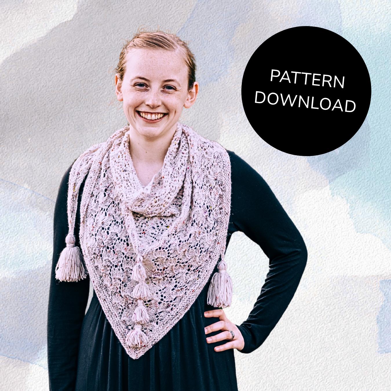 Beautiful Lace Shawl Knitting Pattern / Hand Knit Shawl With Tassels ...