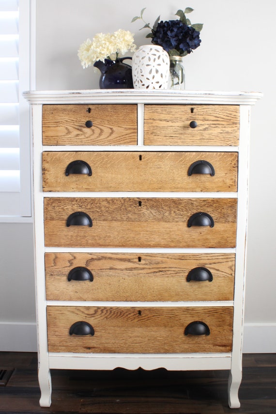Soldantique White Farmhouse Solid Oak Dresser Etsy