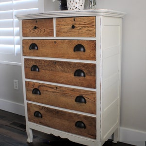 SoldAntique white farmhouse solid oak dresser image 4