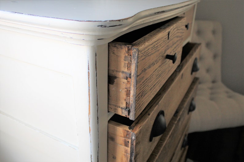 SoldAntique white farmhouse solid oak dresser image 3