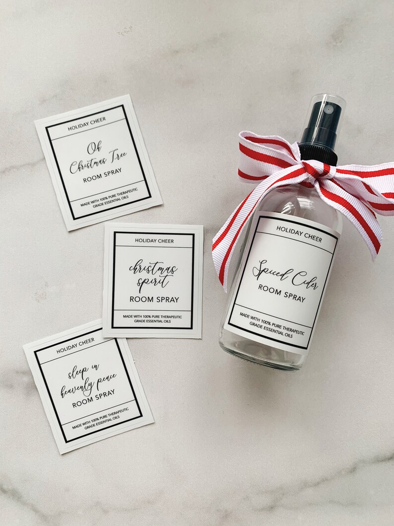 Holiday room spray label for a 4oz bottle room spray oil etsy