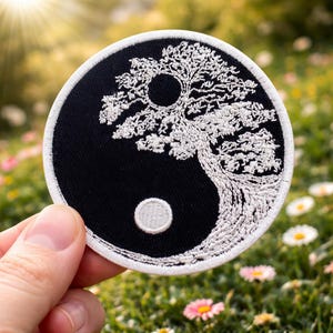Yin Yang Tree Patch, Spiritual Embroidered Patch, Zen Balance Patch, Tree of Life Patch, Iron On Sew On Patch, Meditation Gift