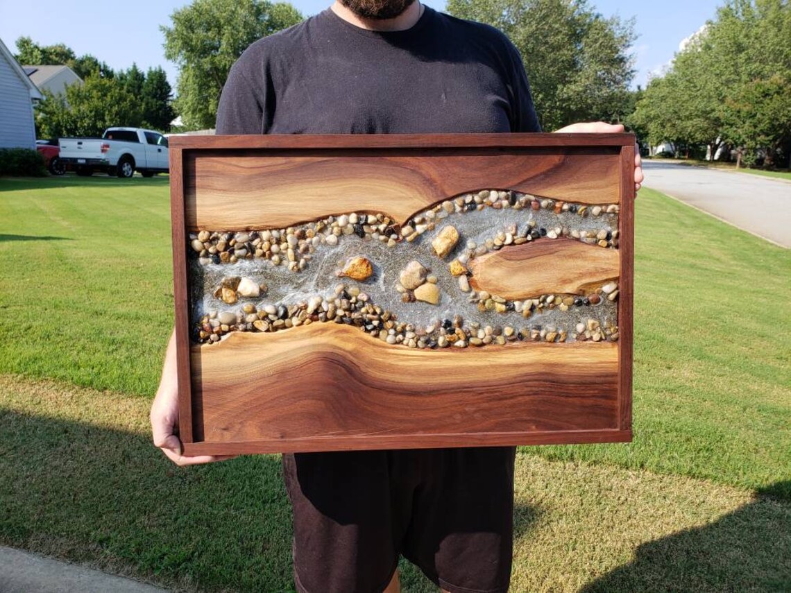 Live Edge River Art River Rock Wall Art Epoxy River Wall Etsy