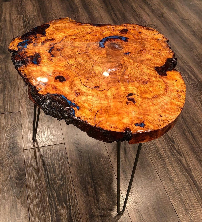 RARE Cherry Burl Live Edge Wood Grain Cookie Round End Table Etsy