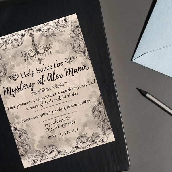 Murder Mystery Theme Birthday Invitation - Fully Editable and Custom