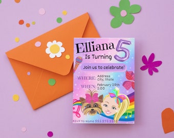 Zaproszenie urodzinowe z motywem JoJo Siwa - w pełni edytowalne i dostosowane do potrzeb