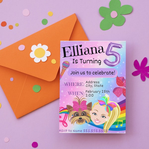 JoJo Siwa Theme Birthday Invitation - Fully Editable and Custom Active