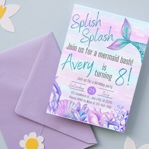 Mermaid Theme Birthday Invitation - Fully Editable and Custom Active