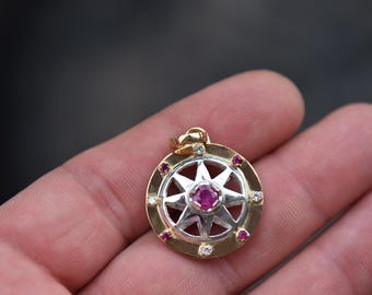 Aphrodite Medallion Love Amulet Rubies Diamonds 21 k.Gold