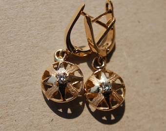 Diamond Earrings 21 ct. Gold, Venus-Ishtar Amulet