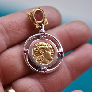 Alexander The Great Medallion Gold SIlver Rubies