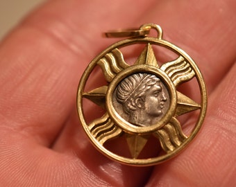 Apollo Solar Medallion Ancient Greek Coin 21k Gold