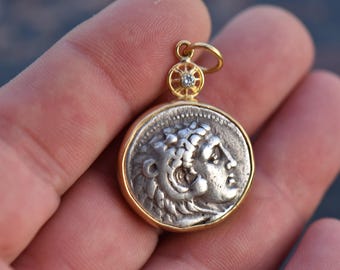 Alexander The Great Medallion Diamond Emerald