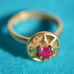 Magical Ruby Venus Ring 21 ct. Gold Amulet for Love, Wealth, Vitality and Good Luck