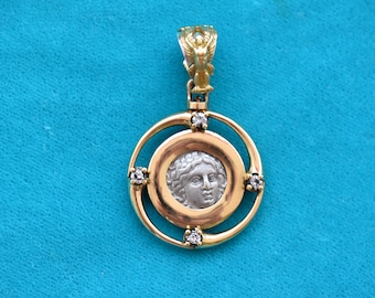 Apollo Medallion Ancient Coin Diamonds