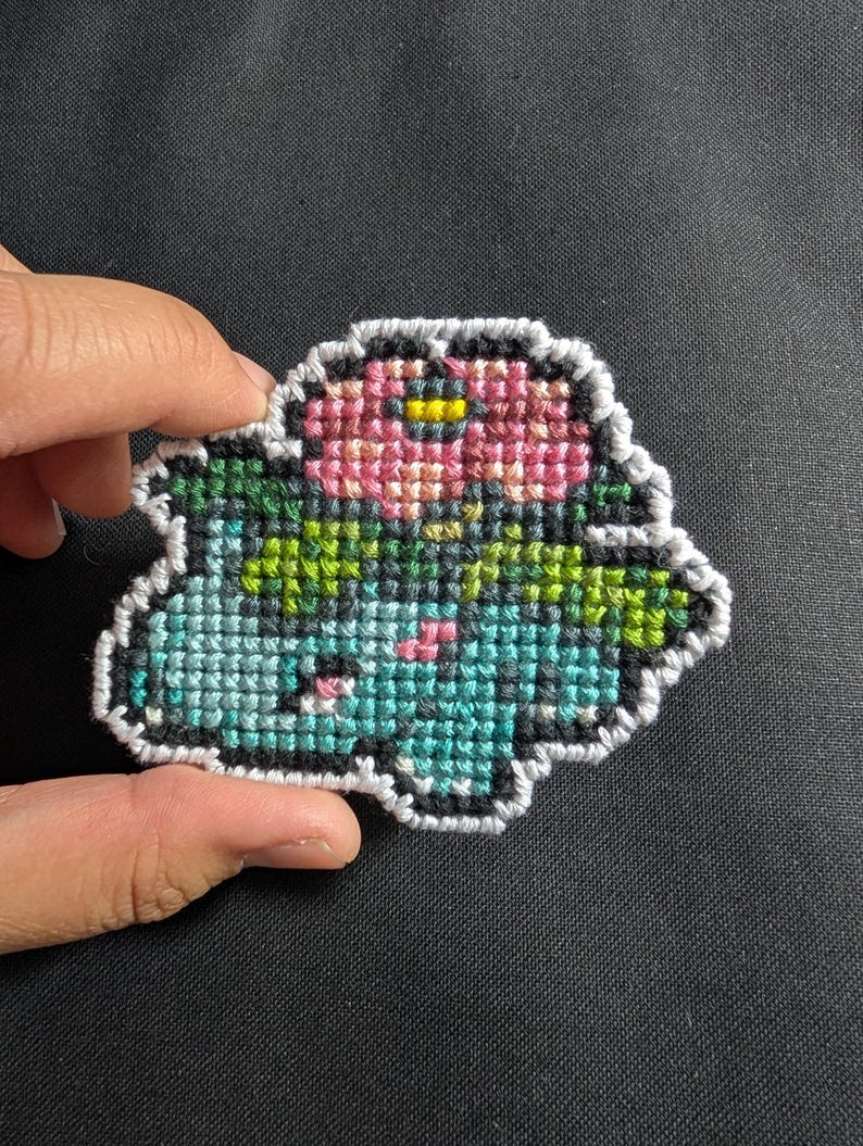 Pokemon Bulbasaur Evolutionary Chain Plastic Canvas Cross Stitch Patch ...