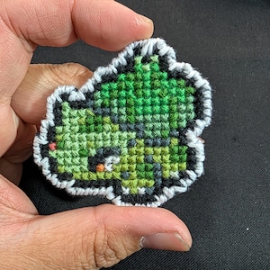 Pokemon Bulbasaur Plastic Canvas Cross Stitch Patch