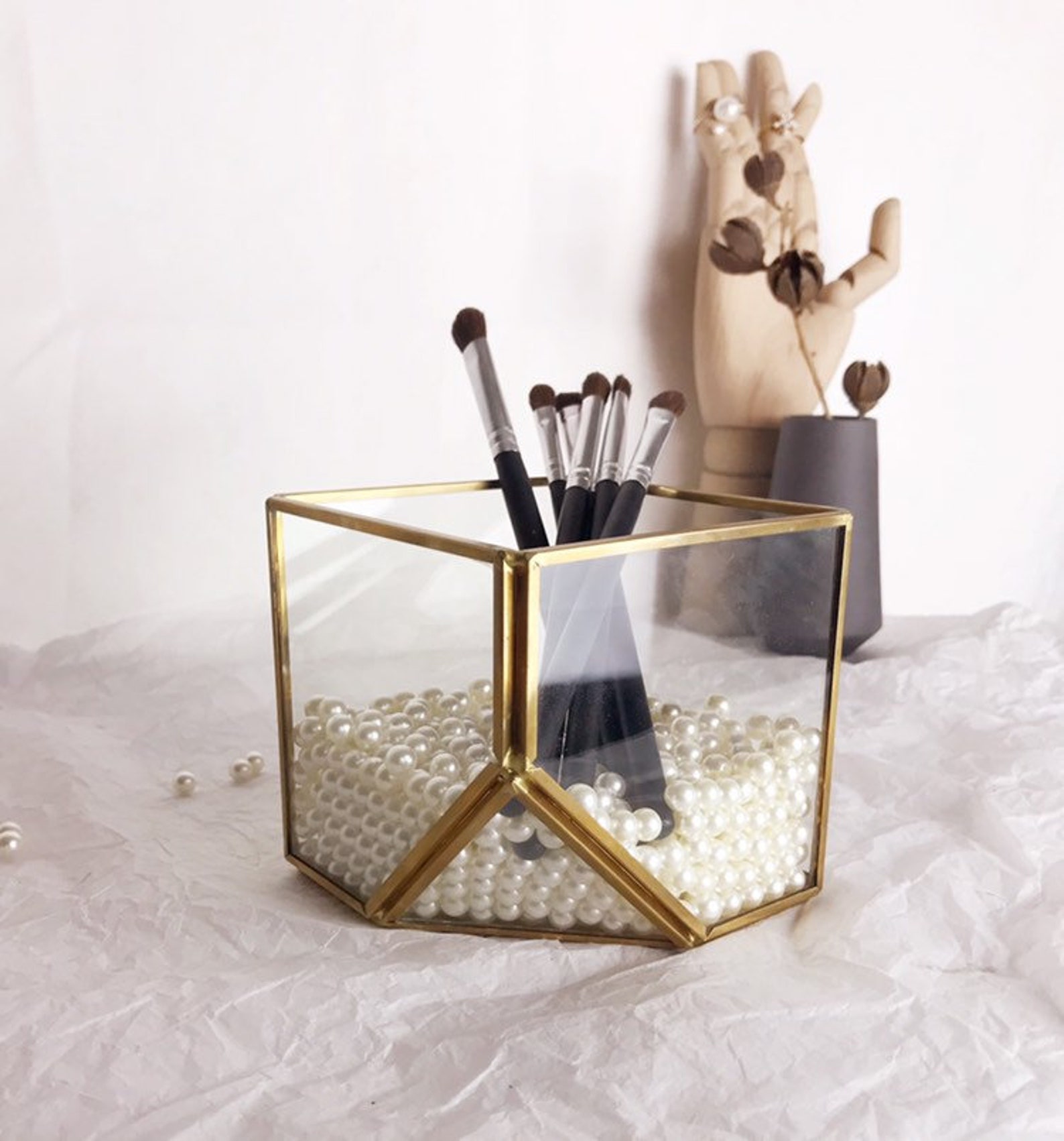 Brass Glass Luxury Holdermakeup Brush Holder Decoration Etsy Australia