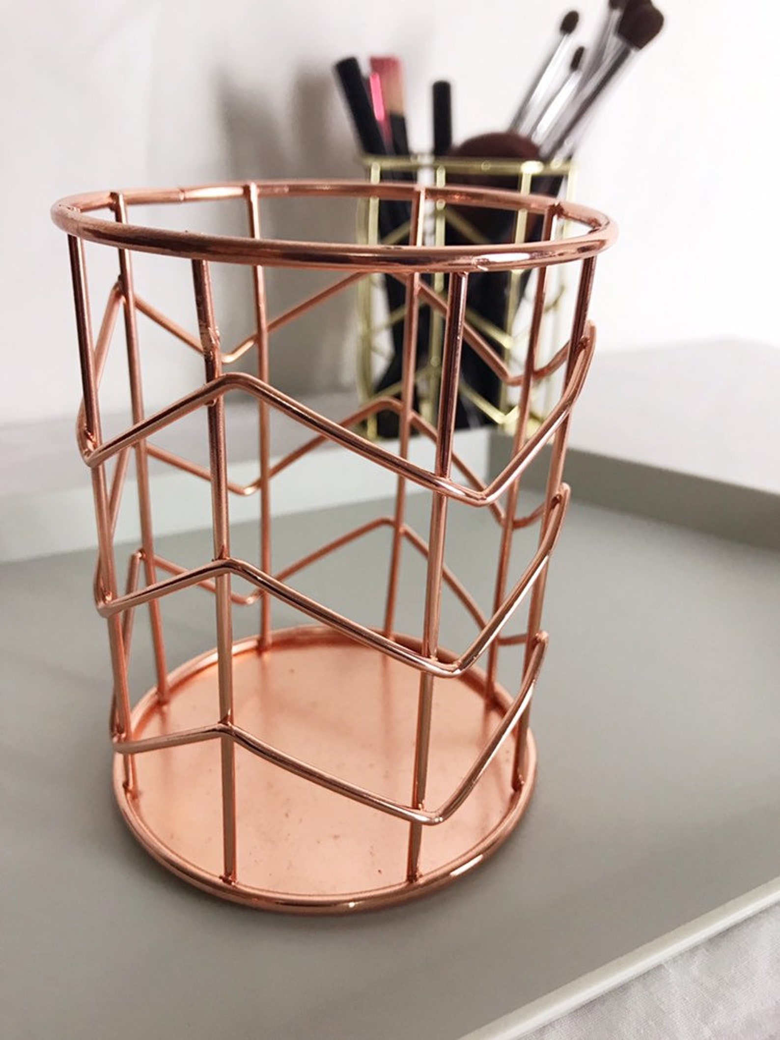 Gold/rose Gold Pen Holder Makeup Brush Holder Make up Brush Etsy