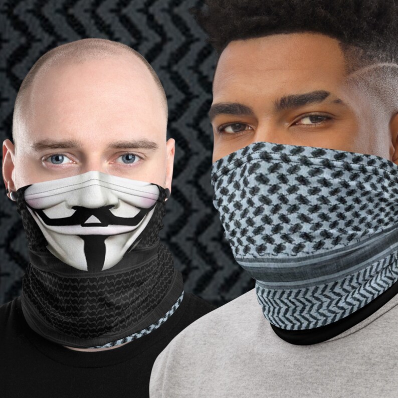 Shemagh Pattern Neck Gaiter Guy Fawkes Anonymous Keffiyeh Etsy