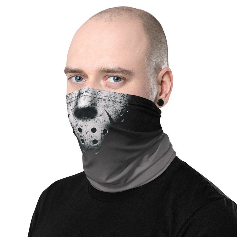 Retro Horror Movie Hockey Goalie Art Face Mask Gray Gradient Etsy