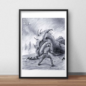 Dragon Print Glaurung Glaudrung LOTR Tolkien Vintage Fantasy -  Israel