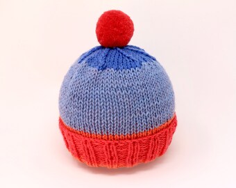 Babymütze mit orangem Pom-Pom. Jungenmütze. Mädchenmütze. Baby Shower Geschenk. Geburtstagsgeschenk