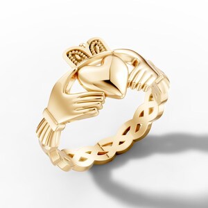 Claddagh Engagement Ring Celtic Love Loyalty Friendship Ring Irish Heritage Wedding Jewelry Handmade Promise Ring Unique Love Symbol Ring