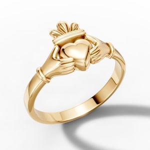 Claddagh Engagement Ring Dainty Irish Claddagh Wedding Ring Promise Ring Celtic Love Ring Knot Vintage Ring Heart Crown Hands Friendship