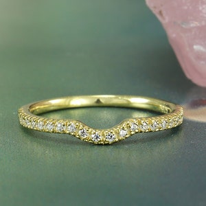 Curved Wedding Ring in Silver Band, Wedding Band, Curved Ring, Stackable Ring, Engagement Ring, Women Band Ring, Gemstone Ring