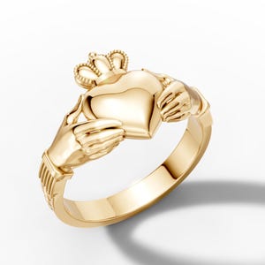 Claddagh Engagement Ring Celtic Love Loyalty Friendship Ring Irish Heritage Wedding Jewelry Handmade Promise Ring Unique Love Symbol Ring