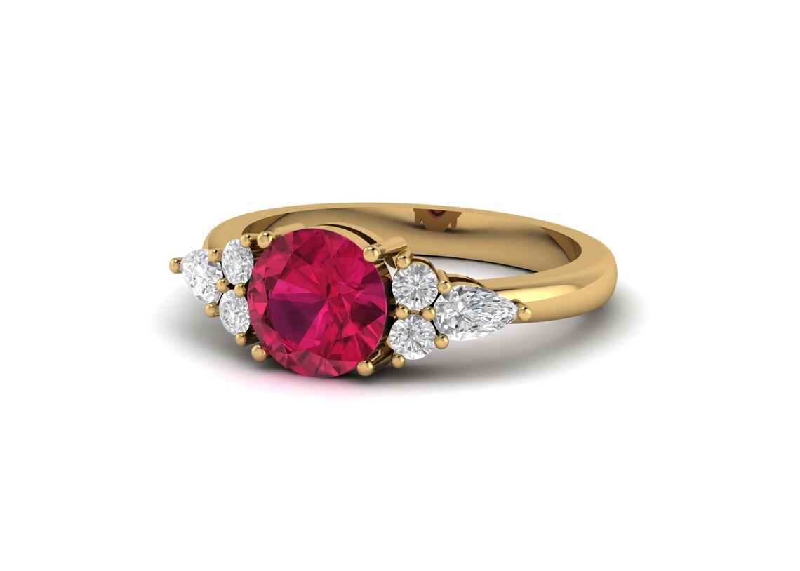 Ruby engagement ring lab created ruby vintage ring wedding Etsy