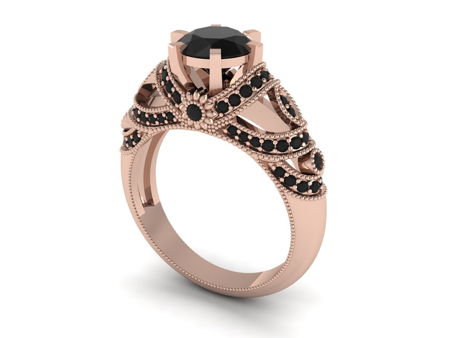 Vintage Black Onyx Engagement Ring for Women Bridal Etsy