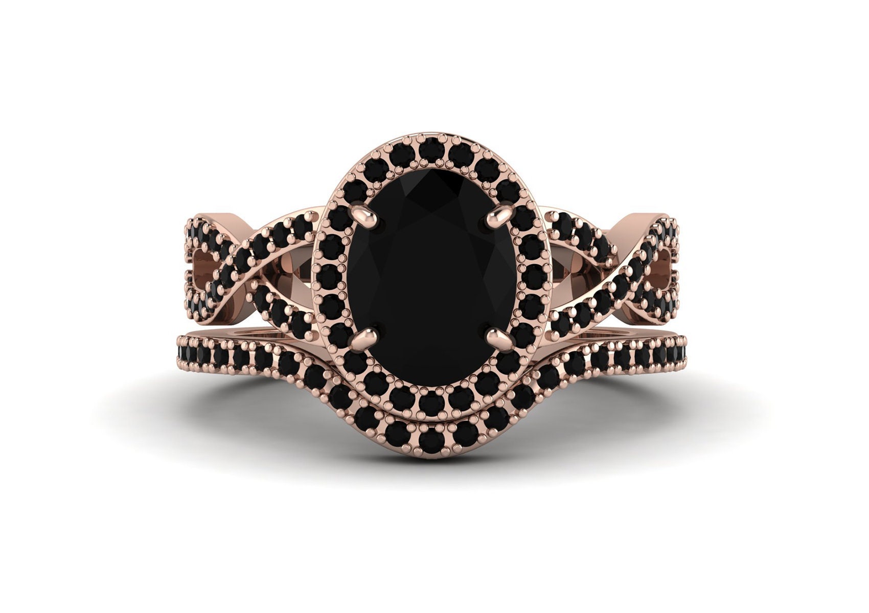 Art Deco Onyx Ring Set Black Onyx Engagement Ring Promise Ring Etsy