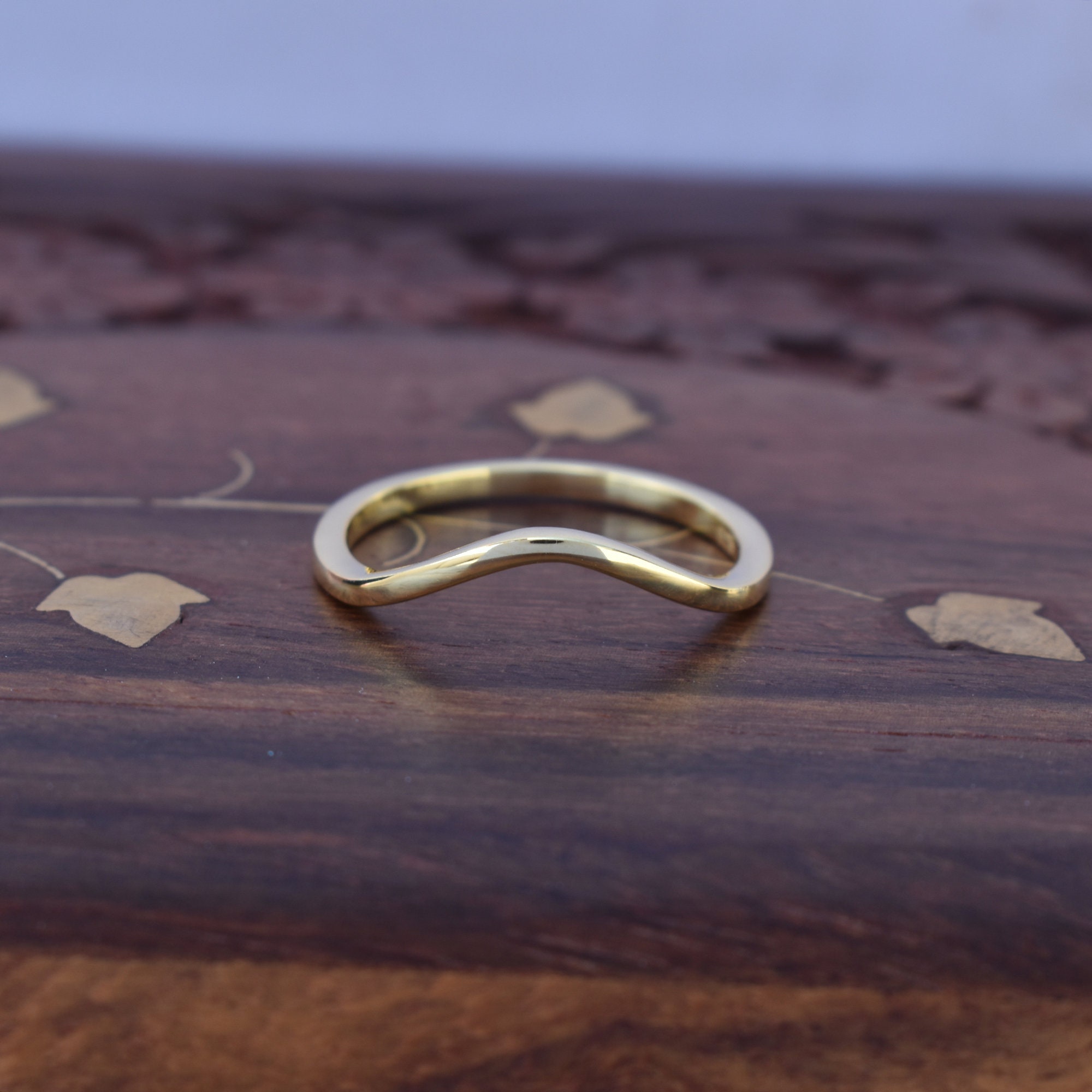 Curved Engagement Ring Curved Wedding Ring Curved Wedding Band Etsy