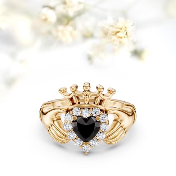 Black Onyx Claddagh Ring Celebrating Love and Friendship Birthday