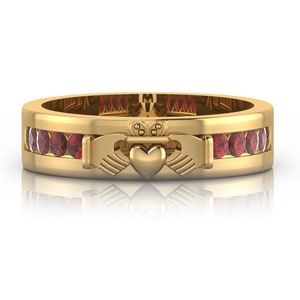 Red Garnet Claddagh Band Ring Claddagh Ring Engagement Ring Irish Dainty Ring Irish Friendship Ring, Wedding Ring Promise Ring Ireland Ring