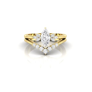 Marquise Cut Moissanite Engagement Ring Set Vintage Unique Ring for Women Bridal Minimalist Wedding Band Set Anniversary Gifts Promise ring